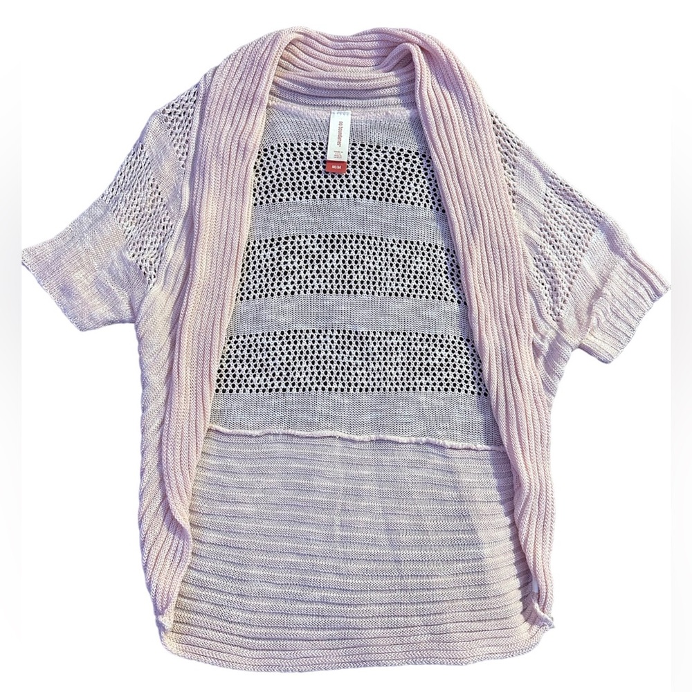 No Boundaries Pink Cardigan Medium Short Sleeve Knit Shurg
